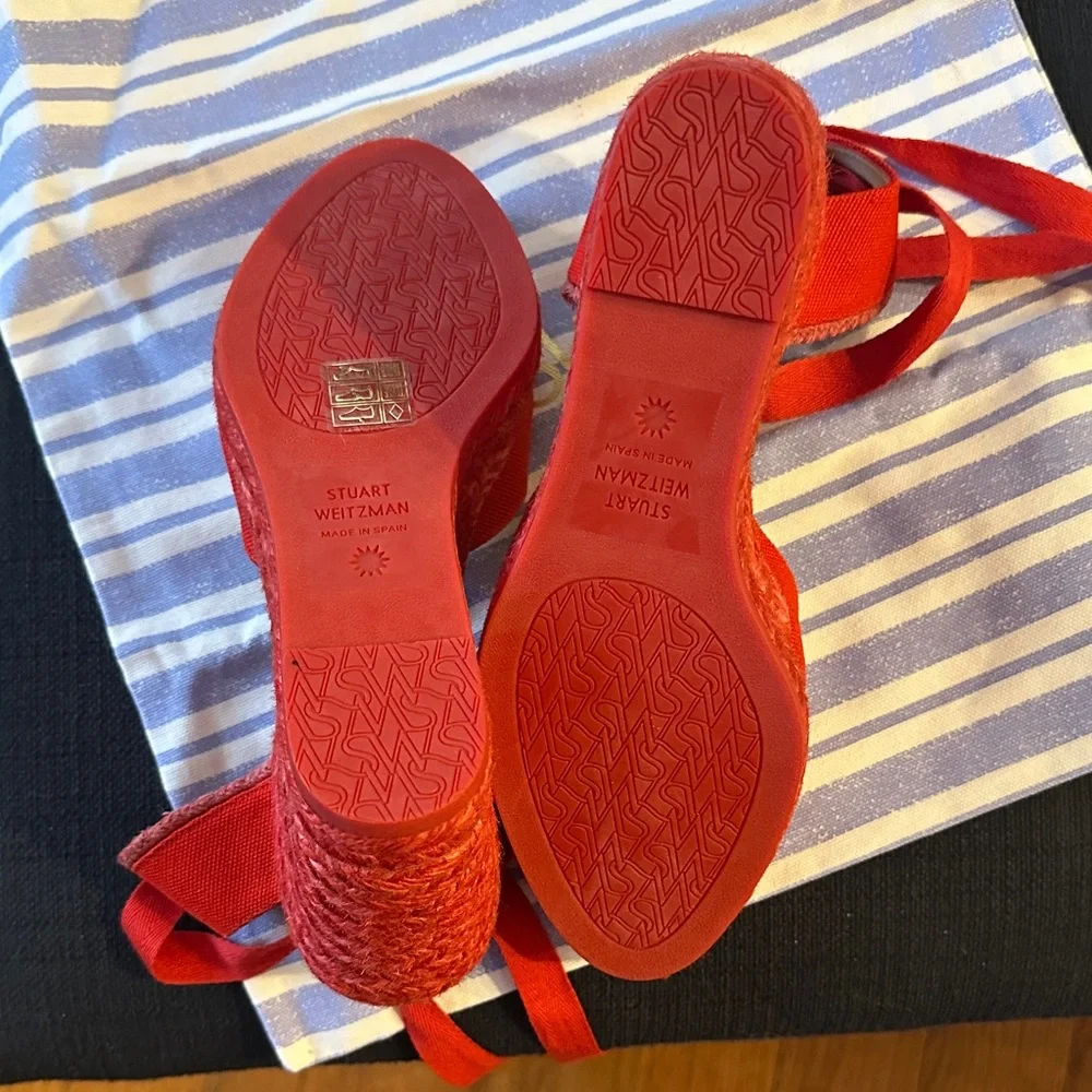 Stuart Weitzman Red Espadrille Sandals w/Dust Bag NWOT - Picture 6 of 6